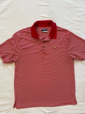 Jack Nicklaus Mens StayDri Striped Golf Polo Shirt Red White Golden Bear Large